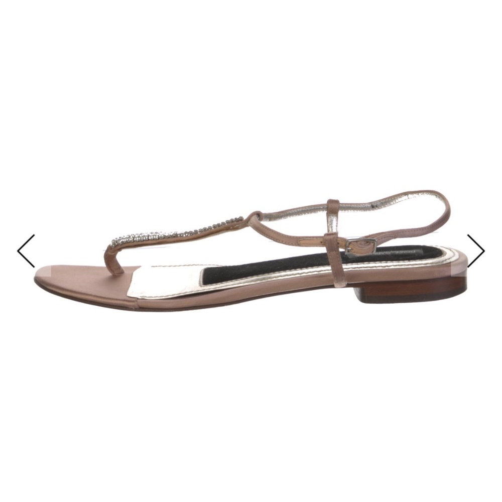 Dolce & Gabbana Pink Satin T-Strap Sandals Size 9.5